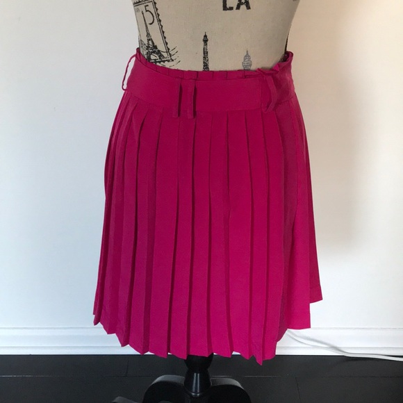 Meadow Rue,Hot pink belted&pleated, wrap skirt.Sz8 - Picture 5 of 8